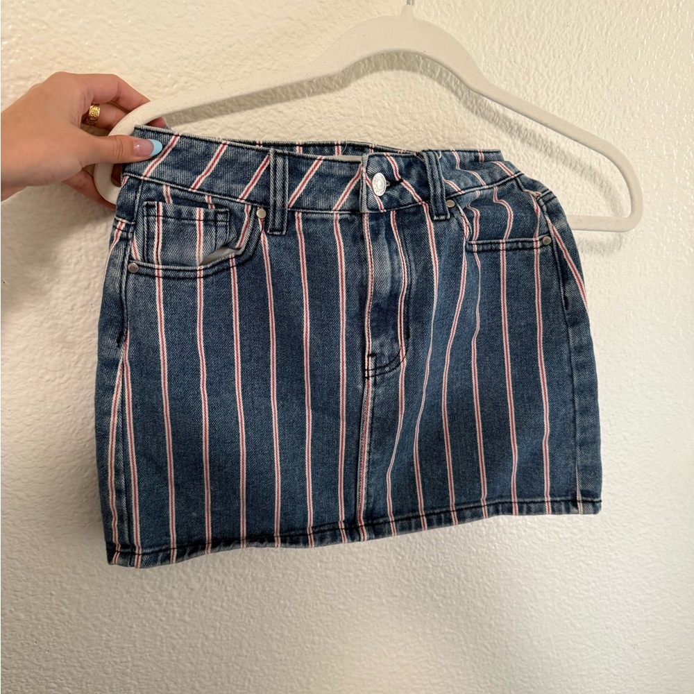 Striped Denim Mini Skirt